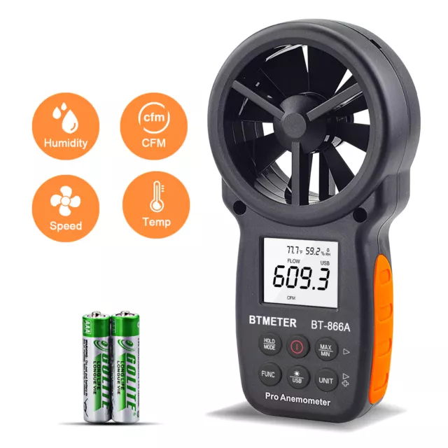 Digital Anemometer Handheld Wind Speed Meter0.3-40m/s USB Connect PC Tester 866A