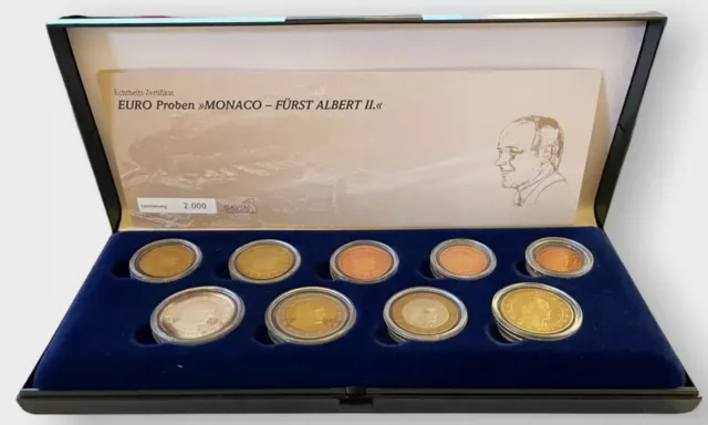 9 Euromünzen Euro Proben „Monaco-Fürst Albert II.“