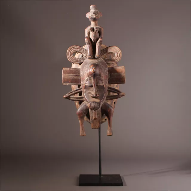 12727 Senufo Kepelie Mask Poro Iconic Ivory Coast Metalldisplay Includes