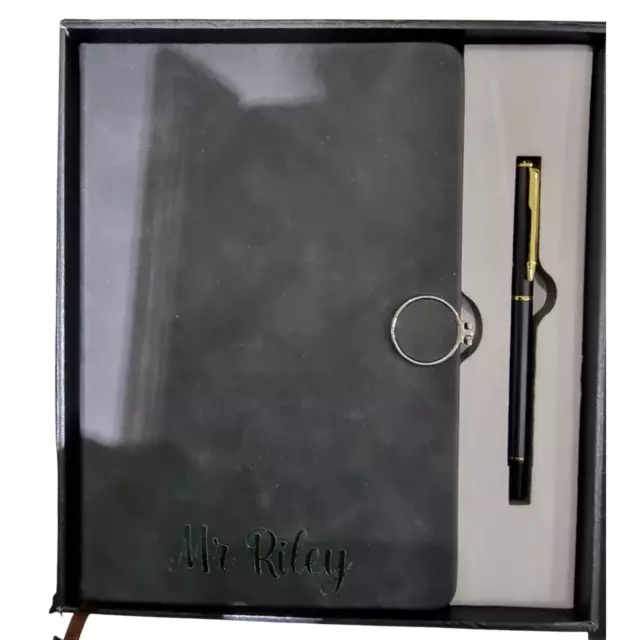 Gift boxed PU Leather Notebook w/Pen  | Peronalised Christmas/Teacher Gift Set 3