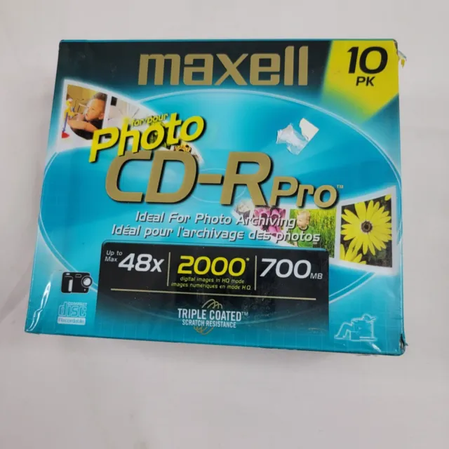 MAXELL 10 Pack Photo CD-R Pro Compact Disc 48x 2000 Digital Images 700MB