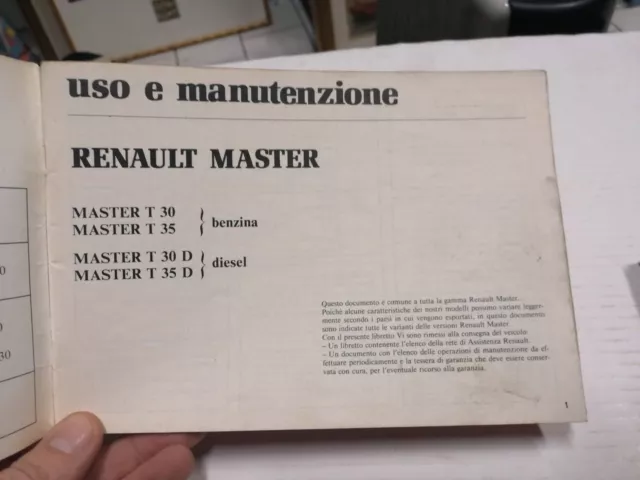 Libretto uso manutenzione originale per RENAULT MASTER 1981 + complemento 2