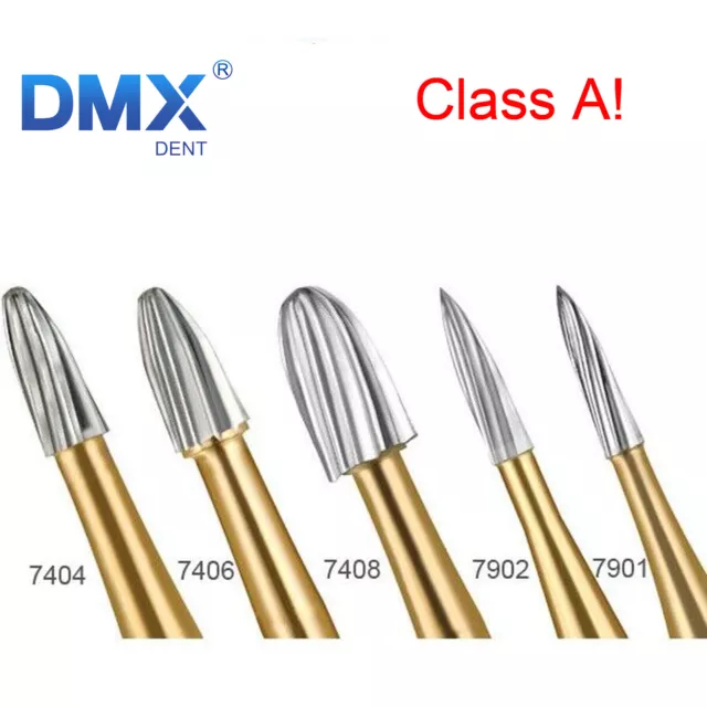 Trimming & Finishing gold carbide burs with blades Friction Grip different sizes