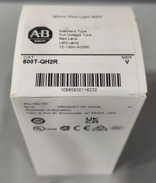 Sealed NEW ALLEN BRADLEY 800T-QH2R Red Pilot Light 12-130V AC/DC FREE SHIPPING