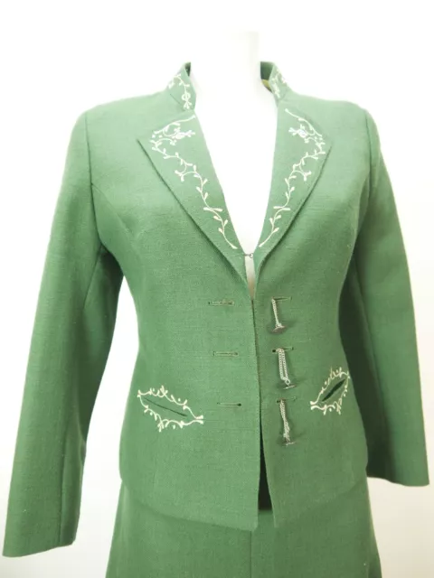 Lodenfrey grün herrlich Vintage Kostüm mit Stickerei Damen Trachten Janker Gr.40 2