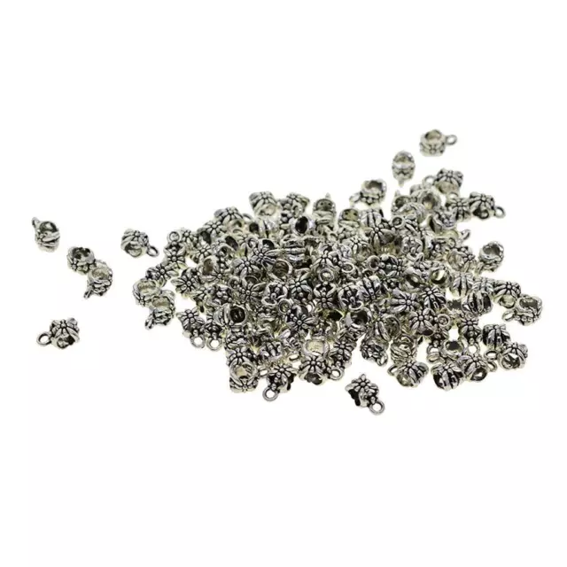 100Piece Tibetan Silver Hanger Bail Tube Beads Connectors for Jewelry Making