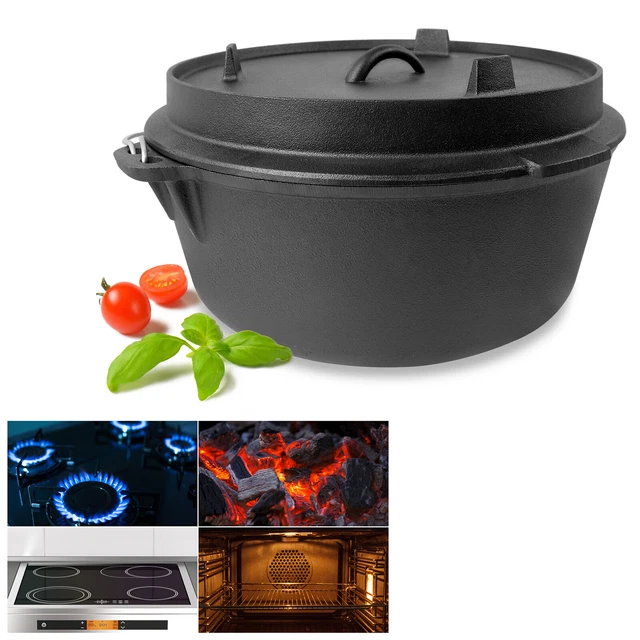 7,3 Liter BBQ Dutch Oven Gusseisen Kochtopf Schmortopf Gusstopf mit Deckelheber