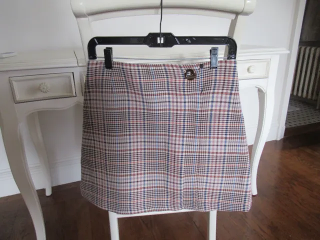 Sandro Paris plaid skirt brown/tan/white size 2