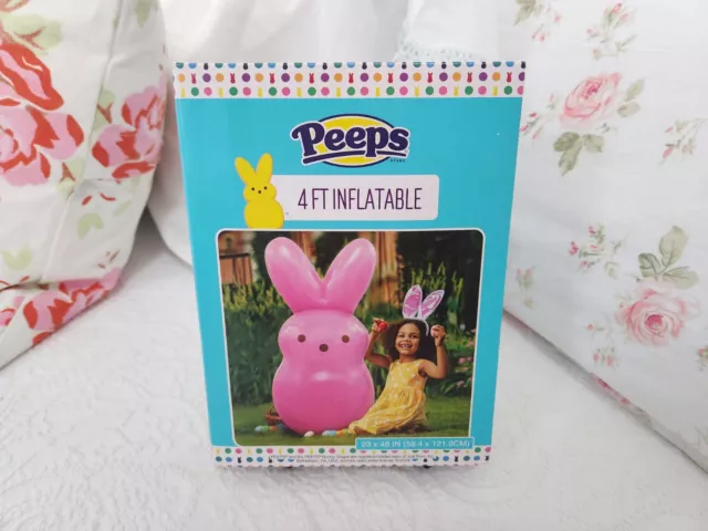 New In Box Peeps 4 Ft Inflatable Pink Bunny 48"×23"