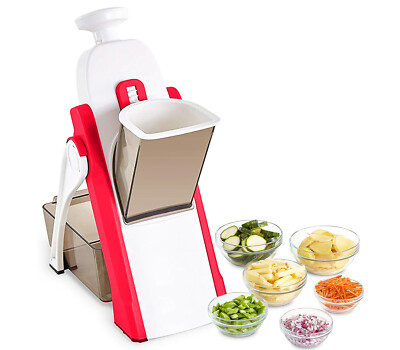affetta Verdura Alimentare Frutta e Formaggio V-Lama Affettare Verdure Grattugia Godmorn Mandolina Taglia Verdure 5 in 1 Affettatrice Verdure Ottima per Affettare Frutta e Verdura 