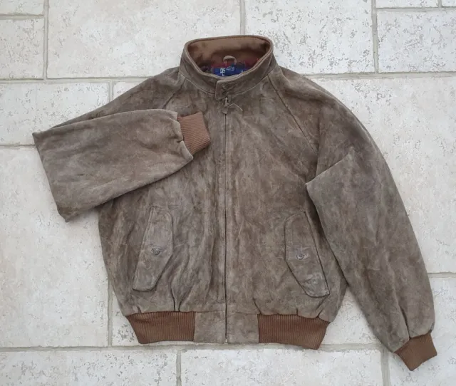 Vintage Polo Ralph Lauren Men's Brown Leather Suede Wool Bomber Jacket Heavy XL
