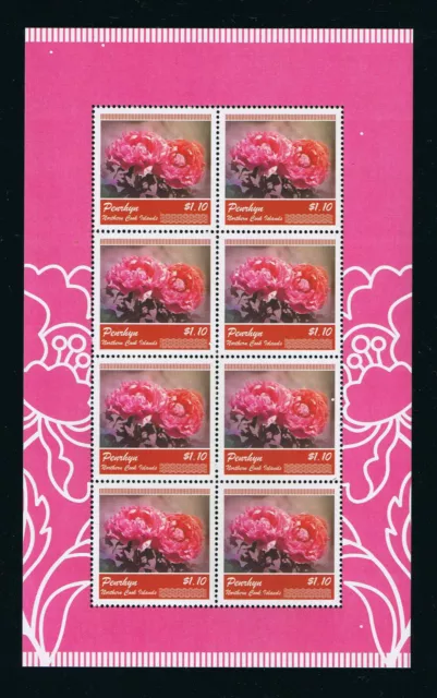 Penrhyn 2011 - Peony Flowers - Sheetlet (8 x $1.10)  - MNH