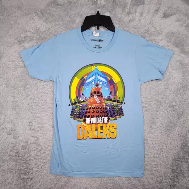 Dr Who & The Daleks Shirt Small Blue Graphic Print Short Sleeve 2014 -stain Dr Who & The Daleks Shirt Small Blue Graphic Print Short Sleeve 2014 -stain