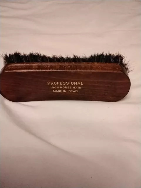 Vintage Professional Shoe Shine Wooden Handle Brush Made Israel 100% Horse Hair
