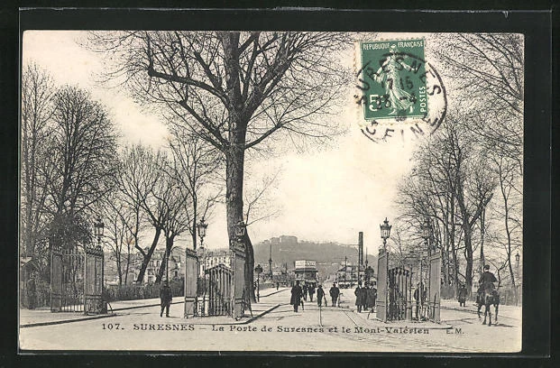 CPA Suresnes, La Porte de Suresnes et le Mont-Valerien 1909