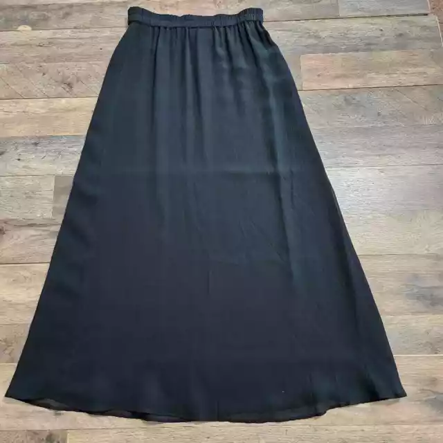 Mondi Collections Silk Pull On Lined Flare Black Maxi Skirt Medium