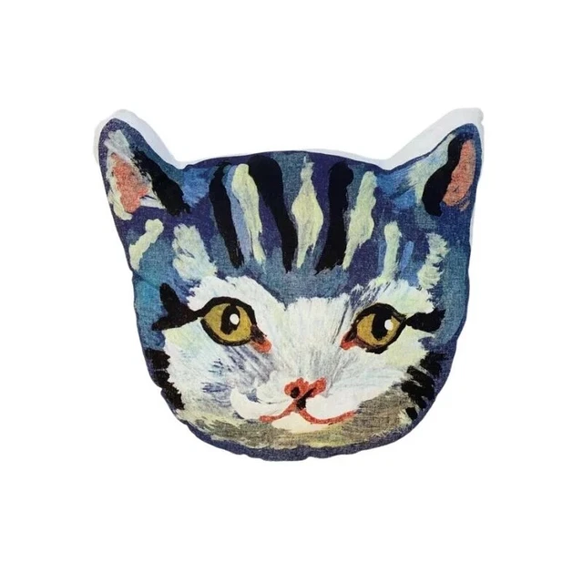 Nathalie Lete! ¡Almohada cara de gato! Gato azul. 13"" ¡Totalmente nuevo! ¡Auténtico original!