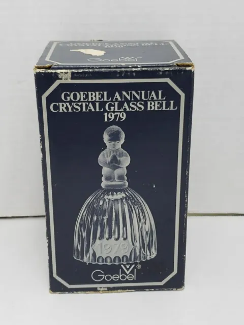 Goebel Annual Crystal Glass Bell 1979 West Germany Frosted Praying Child Vintage