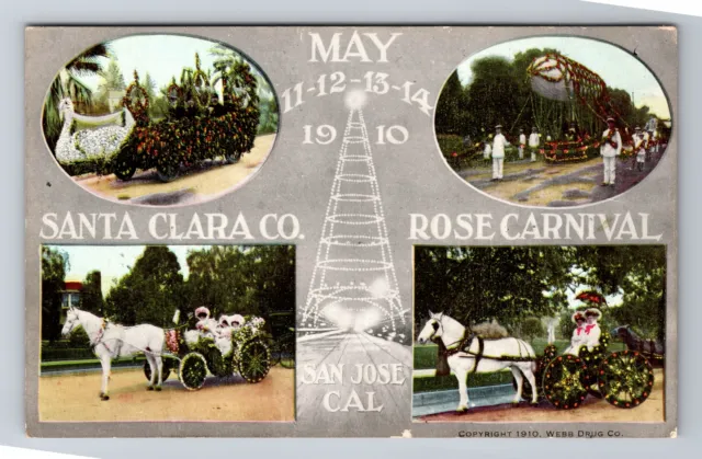 San Jose CA-California, Santa Clara Co Rose Carnival, Vintage c1910 Postcard