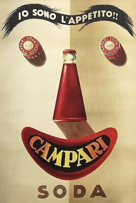 Poster Manifesto Locandina Pubblicità d'Epoca Stampa Vintage Aperitivo Campari