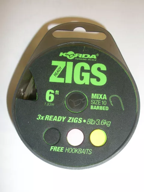 Korda Prêt Noué Zig Rigs 3pk + Gratuit Esches Barbelé - Toutes Variétés Carpe