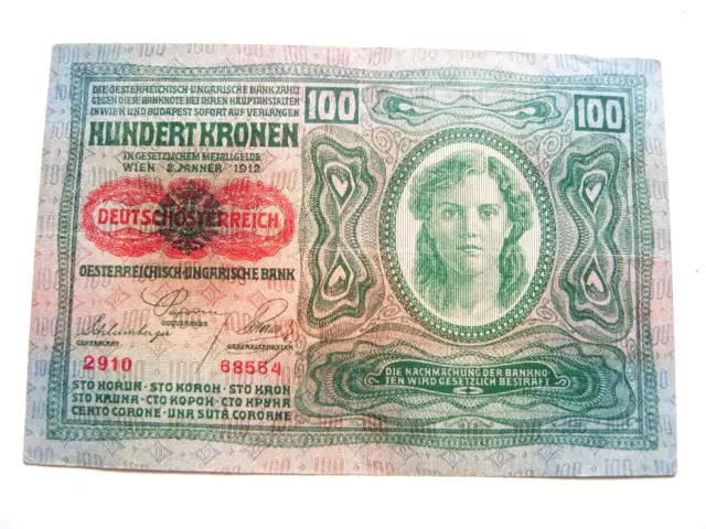 1912 Austria 100 kronen banknote, 68554