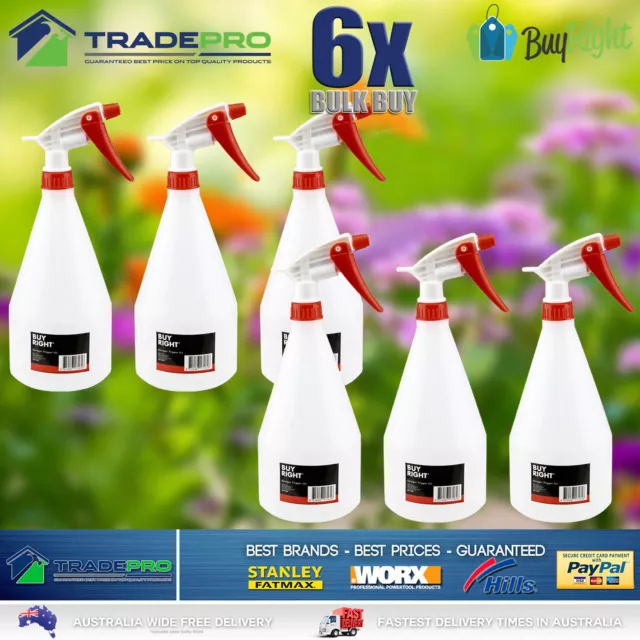 6x Spray Bottle 1000ml 1Ltr Trigger Gun Misting Sprayer Flower Restaurant Clean