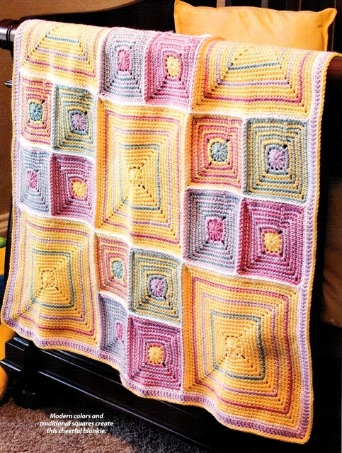 CHEERFUL Baby Blocks/Butterfly Kisses Afghan/Crochet Pattern INSTRUCTIONS ONLY