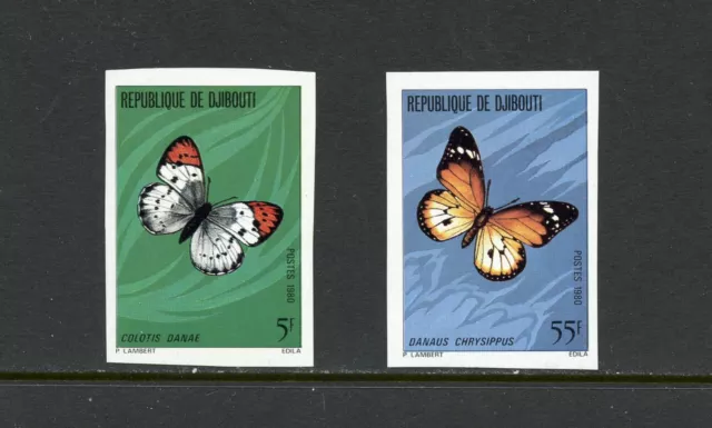 R3200 Djibouti 1980 Papillons Imperf 2v. MNH