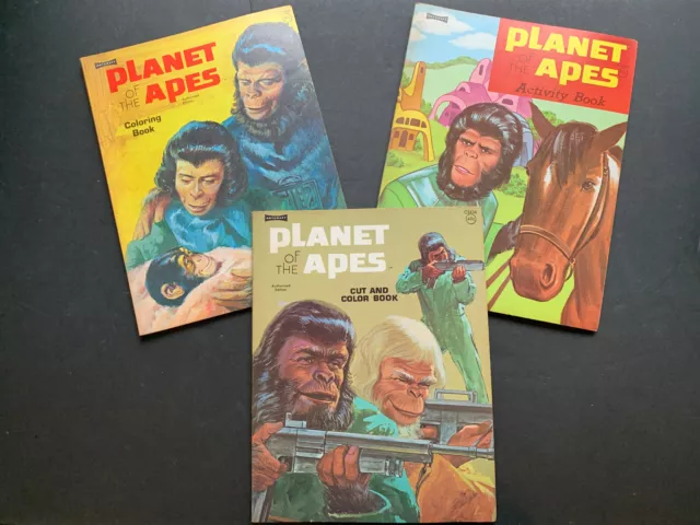Lot of 3 Planet of the Apes Coloring/Activity Books Artcraft 1974