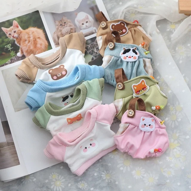 Cartoon Animal Pattern T-shirt Trousers Suit 20cm Doll Clothes Suspender Pants 3
