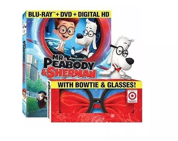 Mr. Peabody & Sherman Blu-Ray DVD Bowtie Glasses Sealed Dreamworks