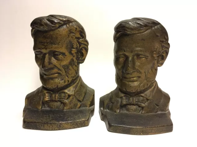 Pair of Vintage Abraham Lincoln Cast Metal Bookends
