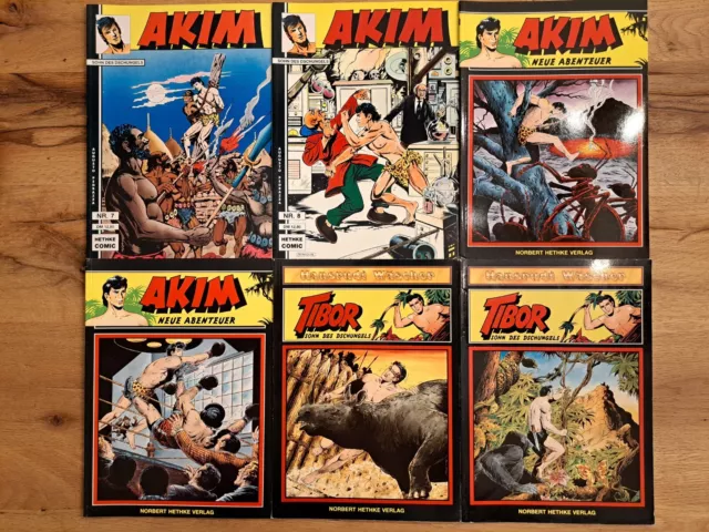 6 Comic-Alben von Akim und Tibor aus dem Hethke-Verlag