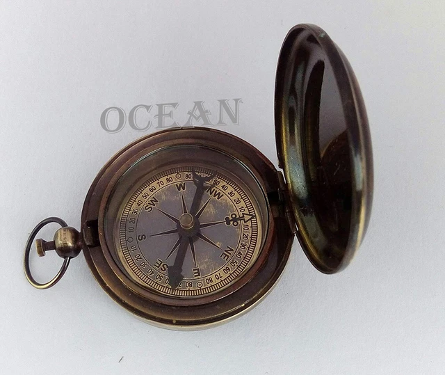 Brass Pocket Compass Push Button Compass - Hiking Navigation Compass - Gift Item