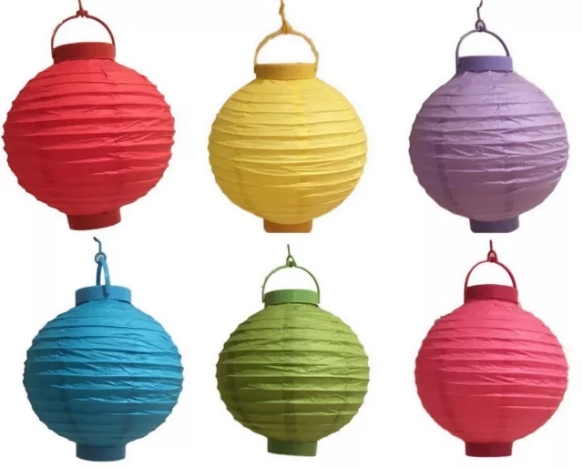 15x 20cm LED Paper Lanterns Round Hanging Lamp Battery Wedding Party Home Decor