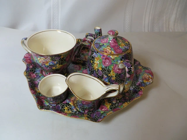 Royal Winton Grimwades 1930's 'Hazel' Chintz Pattern Breakfast Tea Set.