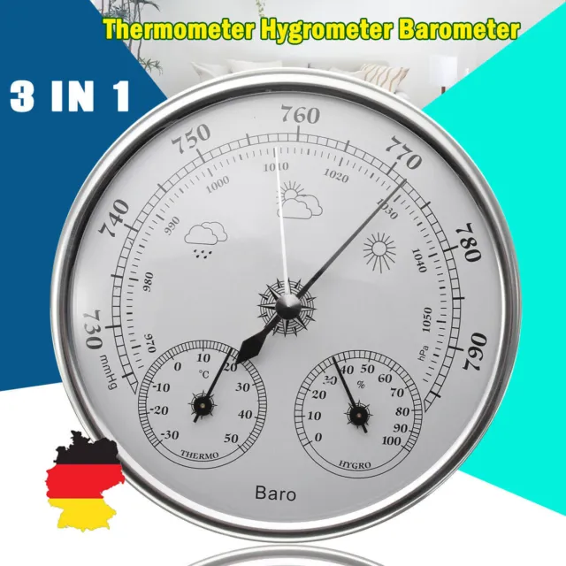 Wand Wetterstation / Thermometer Barometer / Hygrometer Maritim 13cm Yacht Boot