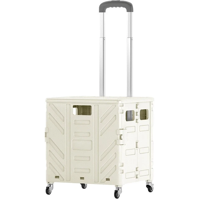 Folding Shopping Cart Grocery Foldable Basket Trolley Storage Crate w/ Cover