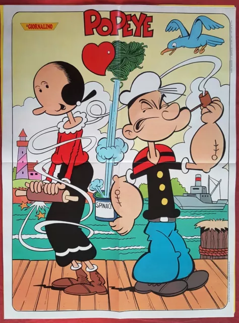 Poster Braccio Di Ferro Popeye Sul Retro Gioco La Famiglia Di Popeye  Cm. 52X39