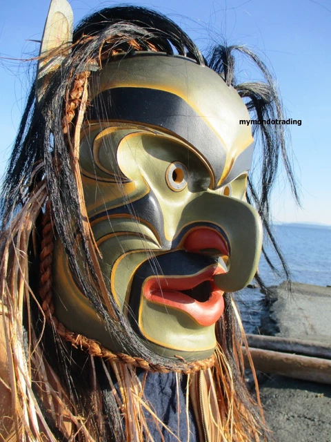 Northwest Coast native First Nation carved HUGE Bukwus Mask, authentic, signed