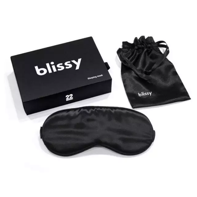 Blissy Silk Sleep Mask Black 100% Pure Mulberry Silk New With Box FREE SHIPPING