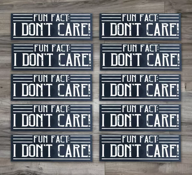 Fun Fact: I Don't Care 10 PCS funny stickers decals for Harley Davidson Helmet