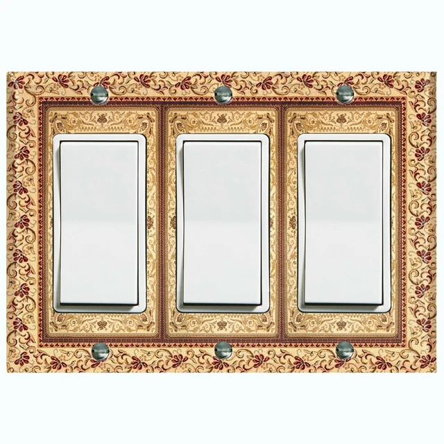 Metal Light Switch Cover Wall Plate For Room VICTORIAN ROYAL TILE FRAME PNT017
