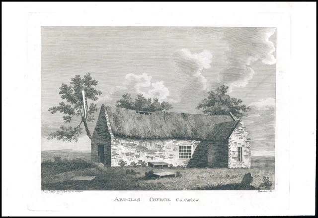 1797 Engraving IRELAND View of ARDGLAS CHURCH Co.Carlow Ardglass (IG43)