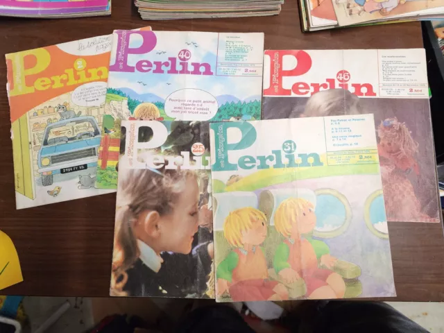 Lot 5 revues PERLIN ET PINPIN année 1979 enfant enfance vintage anciennes