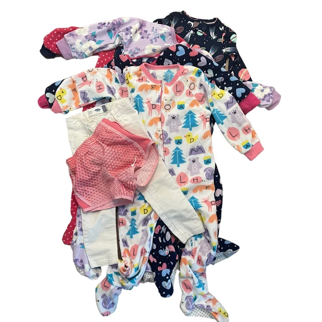 Footed Pajamas Zipper Toddler Girl 2T /3T Lot of 5