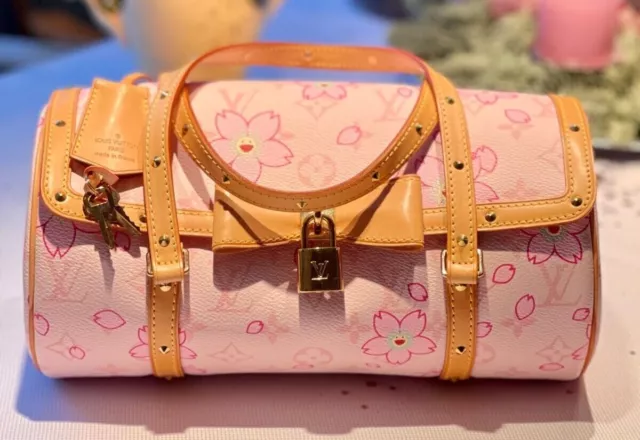 Louis Vuitton Takashi Murakami Cherry Blossom Monogram Pink Bag Pochette VG