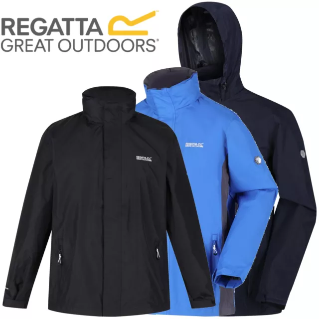 Regatta Mens Matt Windproof Waterproof Hooded Coat Full Zip Lined Rain Jacket