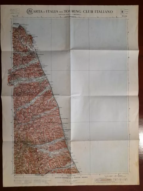 Carta geografica antica MARCHE ANCONA ROSETO TERAMO 1:250.000 TCI 1915 ca.